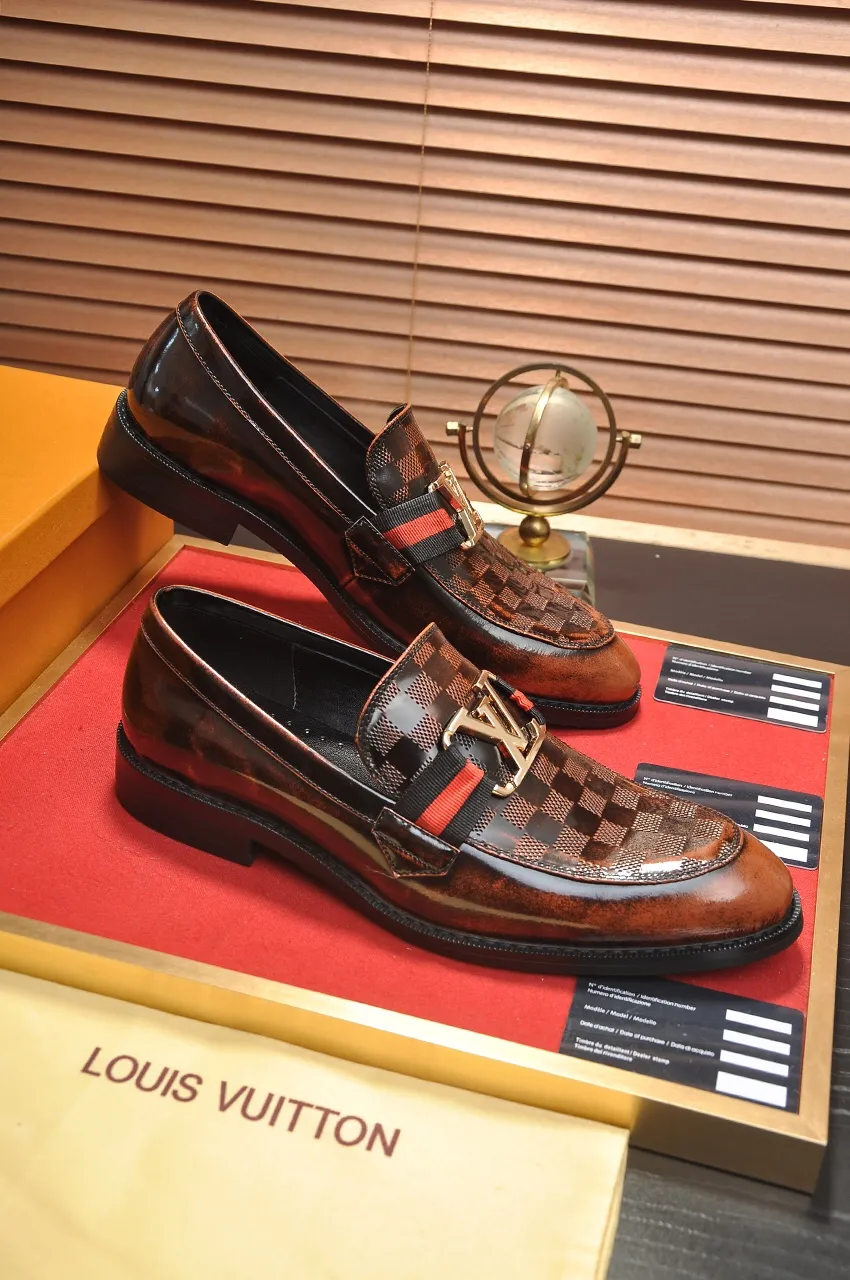 Men's shoes💰460💶【LOUIS VUITTON】(sheepskin lining) new cowhide LV formal shoes🎩🎩❗️🆘made one to one at the counter🎩original quality, imported cowhide upper➕full sheepskin lining➕original rubber outsole, {high quality visible}👣Size: 38-45 (45 custom-made)